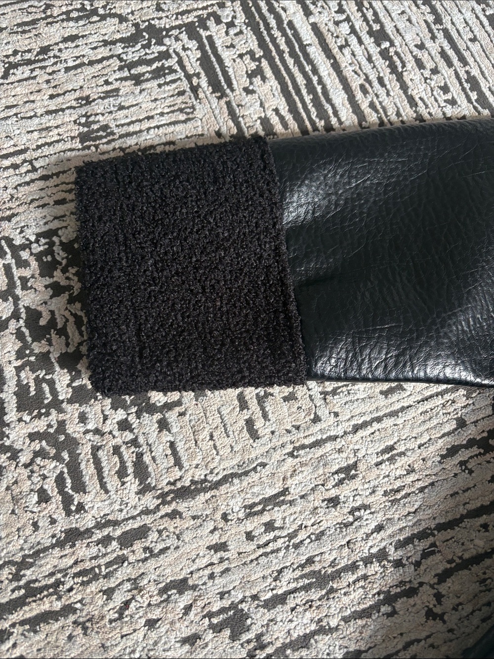 Black Faux-Leather Sherpa-Trim Jacket - Picture 2 of 4